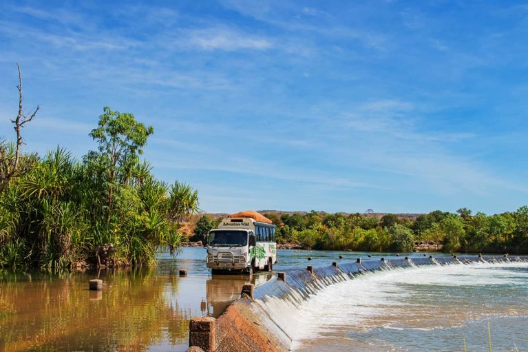 1 Adventure Wild Kimberley Tours explore Ivanhoe Crossing, Kununurra, a concrete causeway over the Ord River that remains in flow all year around_ - Day 9