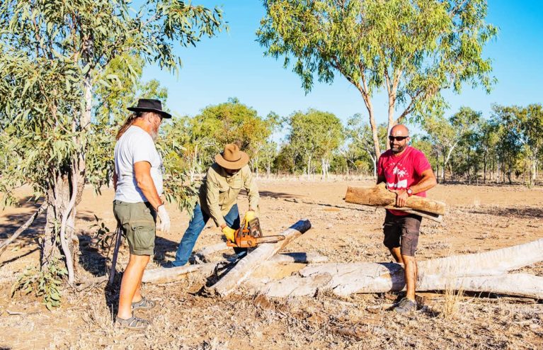 4 Adventure Wild Kimberley Tours guide & guests collect firewood for our final night campfire. This is outback living in the Kimberley_ - Day 11