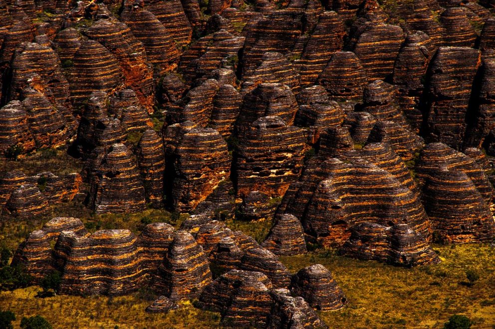 5 A birdseye view of the conical shaped, beehive domes of World Heritage Listed, Purnululu National Park, the Bungle Bungles_ - Day 9