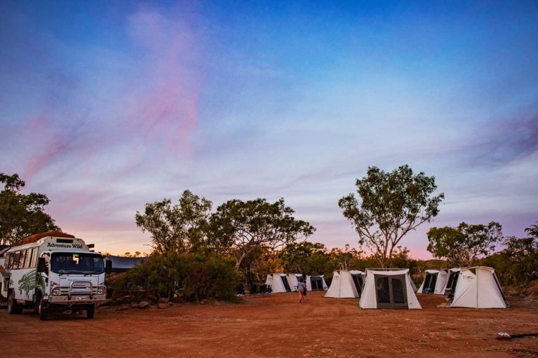6 Adventure Wild Kimberley Tours Bungle Bungle campsite has tents permanently erected & awaiting your arrival. Enjoy sunset & another 2 night stay - Day 9