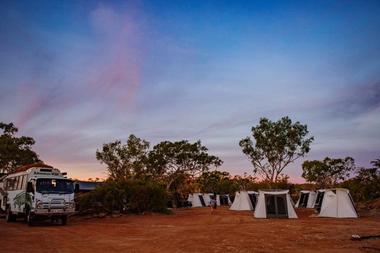 8 Adventure Wild Kimberley Tours Bungle Bungle campsite has tents permanently erected & awaiting your arrival. Enjoy sunset & another 2 night stay - Day 10