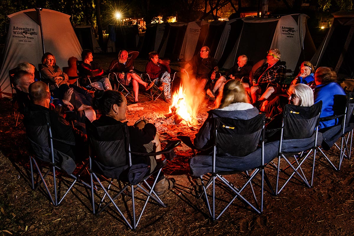 8 Adventure Wild Kimberley Tours enjoy a campfire every night. Sit back, relax & enjoy the company of your new friends at El Questro Station. - Day 5