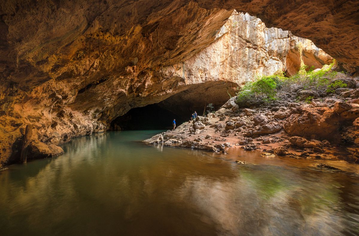 About midway through Tunnel Creek there is a natural opening after the darkness