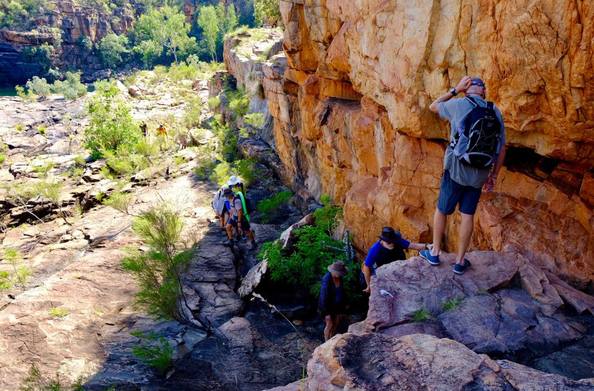 Approaching Manning Falls there is a large step down to river level - Adventure Wild guides are there to assist you & ensure safety