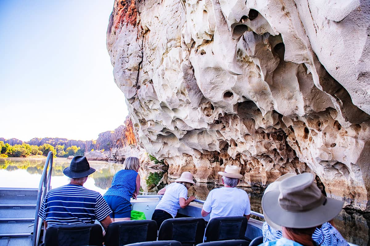 Carved by the Fitzroy River through ancient limestone walls & Devonian reef system is Danggu, Geike Gorge