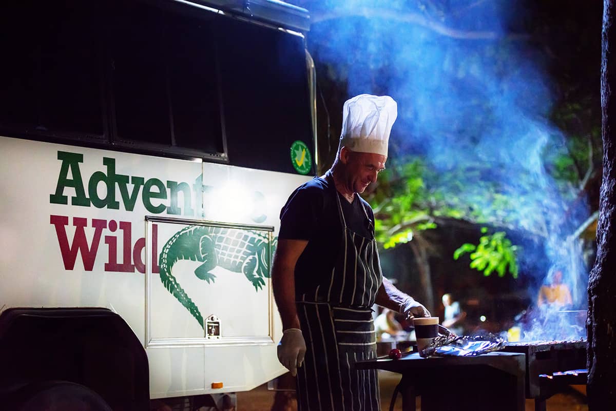 Cooking a BBQ is a part of the Australian way of life. Adventure Wild Kimberley Tour guide Thommo cooks up a feast.
