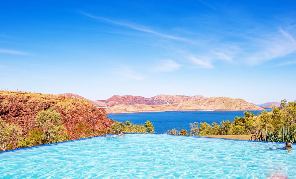 Infinity pool, Lake Argyle Resort provides spectacular viewing of the largest man-made freshwater lake in Western Australia