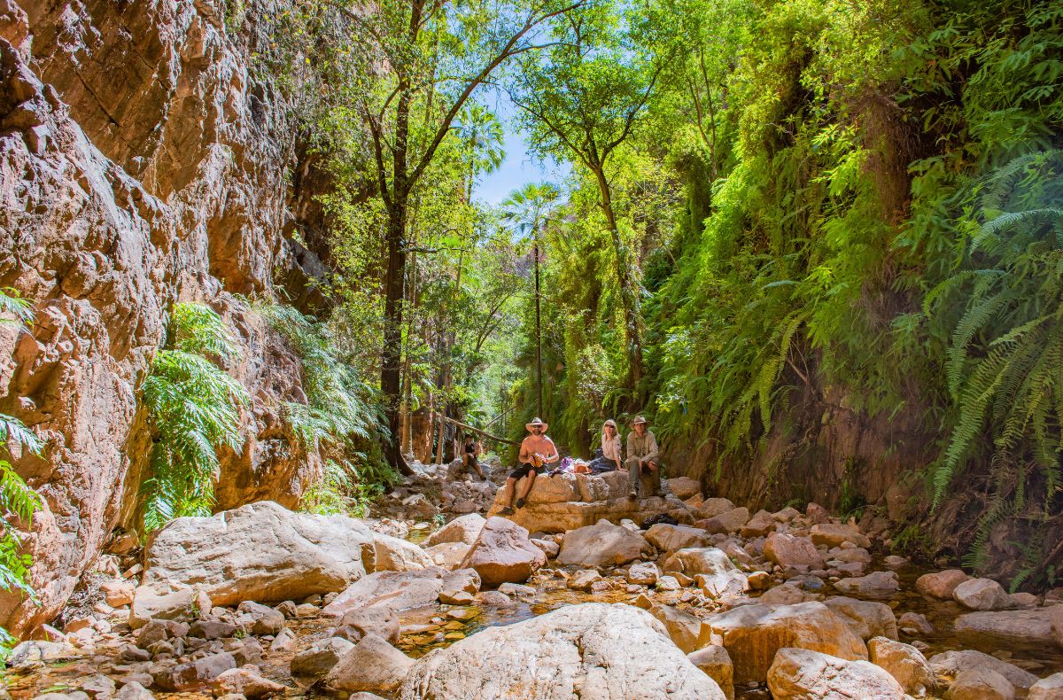 Natures rest area within El Questro Gorge, at the halfway pool