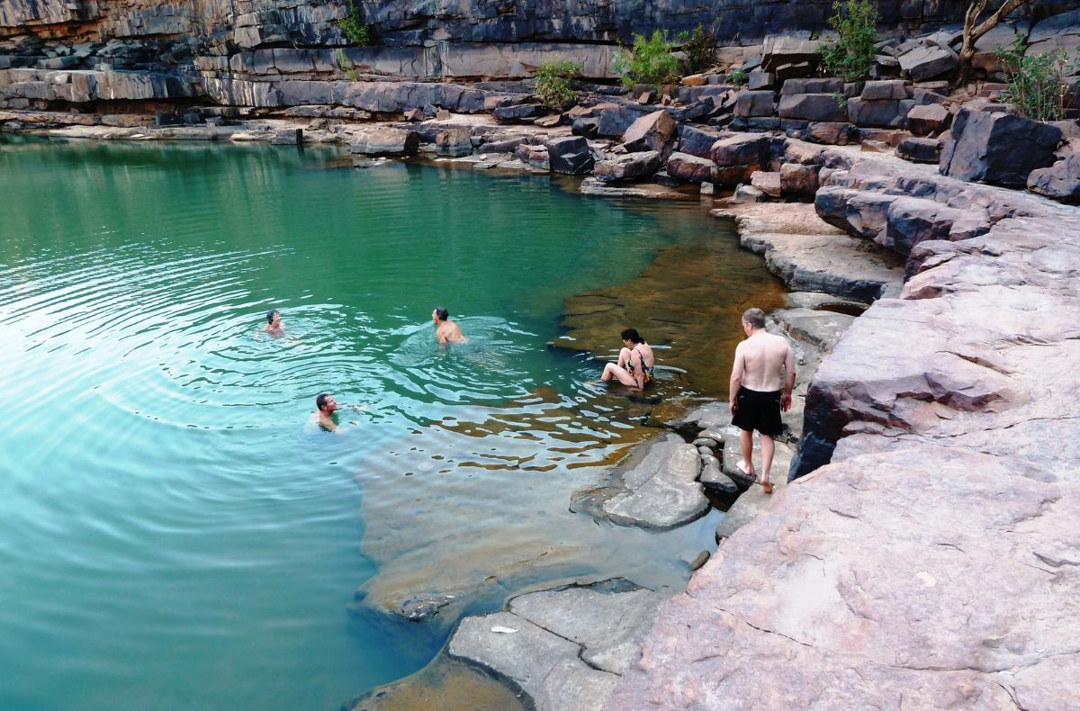 Swimming in Bindoola Falls is worth the effort of the steps down and back up to access