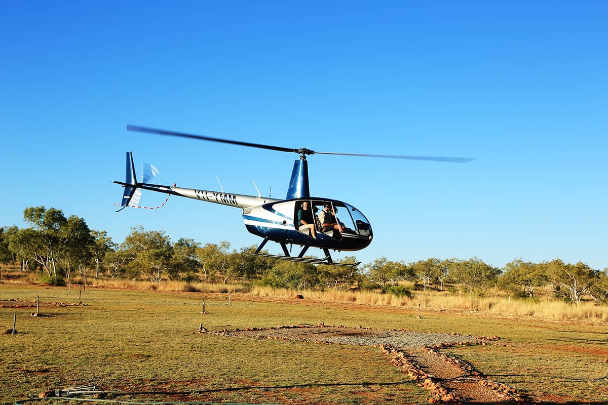 Take off on a helicopter flight over the incredible Kimberley landscapes. This one, bound for the Bungle Bungles