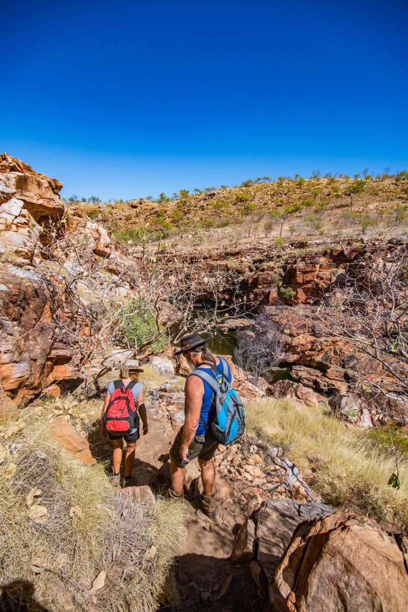 The ability to step up and down through dry river beds and over natural rocky terrain of the Kimberley is essential