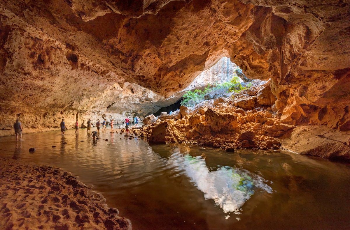 Tunnel Creek is a 750 metre cave walk that includes wading or swimming