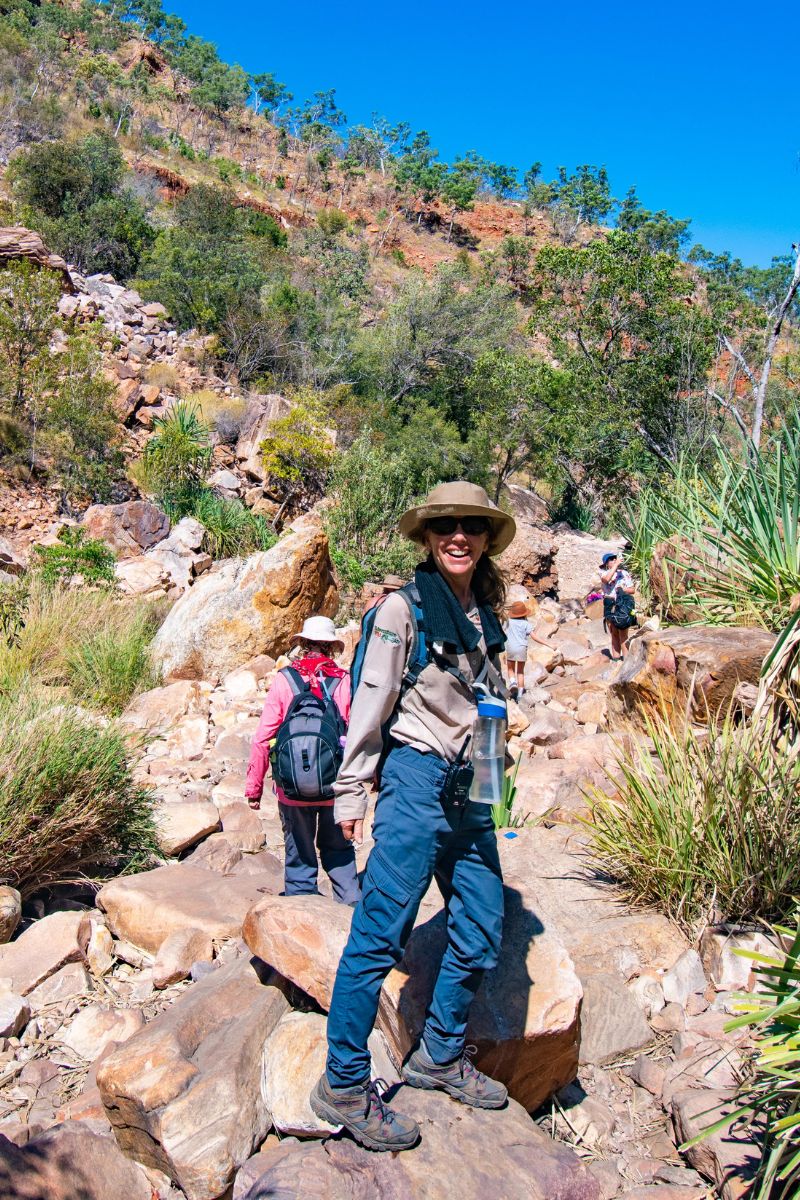 With two guides on tour, one will lead whilst the other follows the last guest - hydration in the Kimberley is important