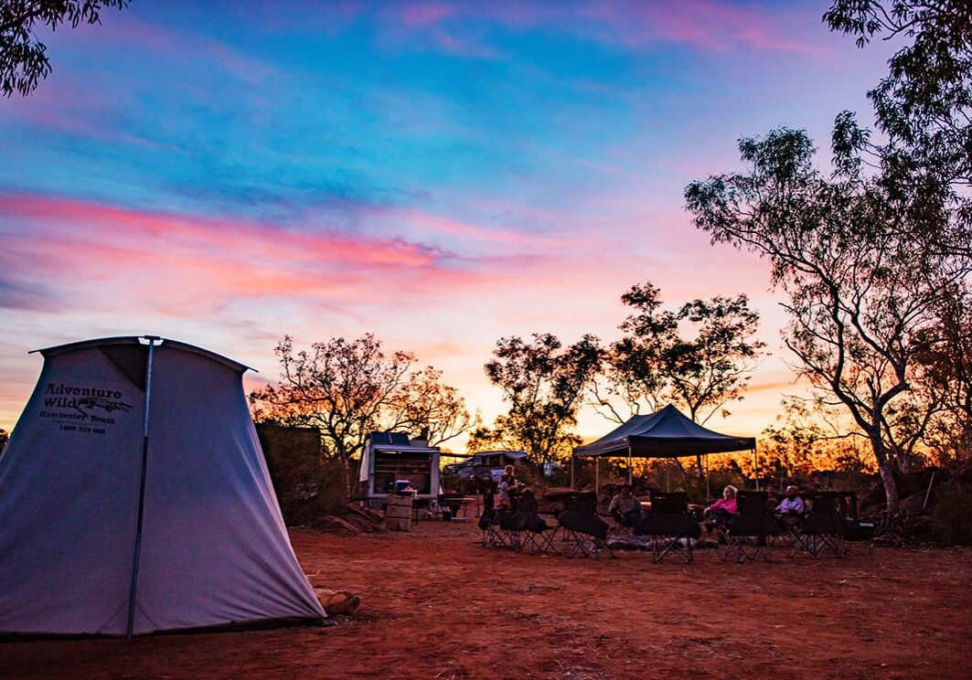 Adventure Wild Kimberley Tours permanent campsite at Bungle Bungle Station is the perfect place to relax for sunset.