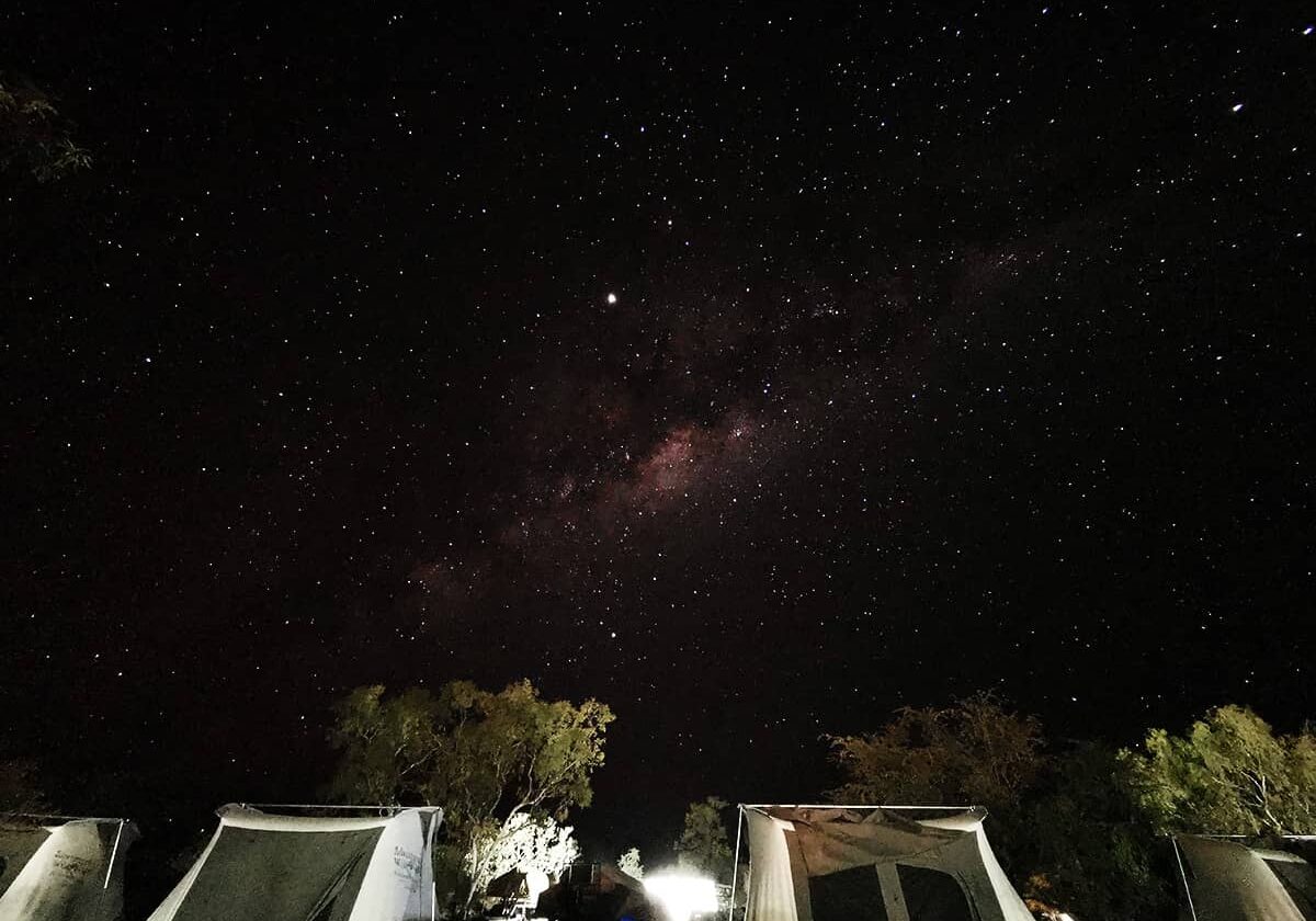 Step away from the campfire and look up at the Kimberley night sky above Adventure Wild Kimberley Tours camp.